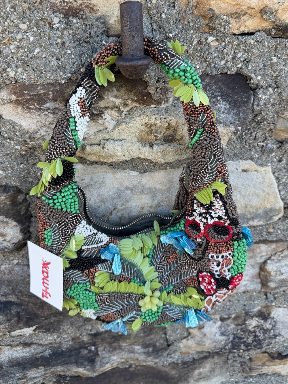 NWT Beaded jungle print beaded bag purse